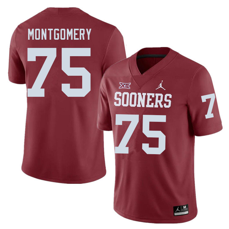 Men #75 Cullen Montgomery Oklahoma Sooners College Football Jerseys Sale-Crimson